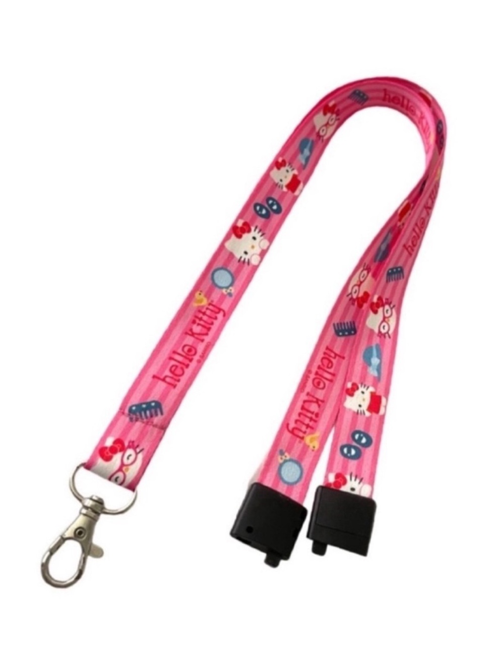 Hello Kitty Lanyard Key Card Holder Easy Snap Clasp Pink Multi